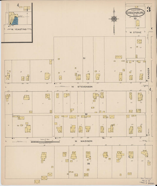 Sanborn Fire Insurance Map from Gibsonburg, Sandusky County, Ohio (1922), Sheet #0003 - Historic Sanborn Fire Insurance Map Print, vintage old map wall art, antique decor, genealogy gift, Ohio Ohio map