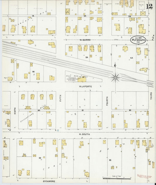 Sanborn Fire Insurance Map from Plymouth, Marhshall County, Indiana (1905), Sheet #0012 - Historic Sanborn Fire Insurance Map Print, vintage old map wall art, antique decor, genealogy gift, Indiana Indiana map
