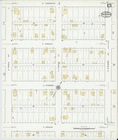 Sanborn Fire Insurance Map from Norman, Cleveland County, Oklahoma (1918), Sheet #0013 - Complete Map Set gallery image, historic Sanborn map, vintage wall art, Oklahoma Oklahoma