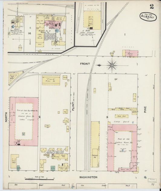 Sanborn Fire Insurance Map from Albany, Dougherty County, Georgia (1890), Sheet #0002 - Historic Sanborn Fire Insurance Map Print, vintage old map wall art, antique decor, genealogy gift, Georgia Georgia map