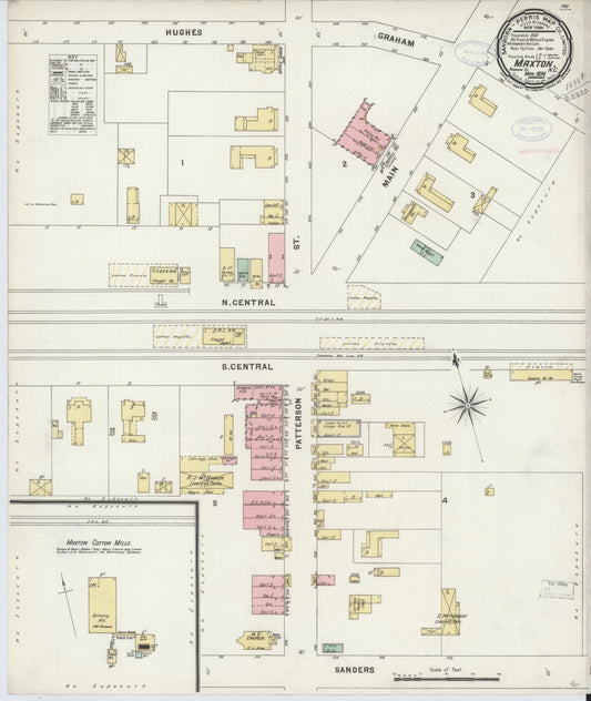 Sanborn Fire Insurance Map from Maxton, Robeson County, North Carolina (1898), Sheet #0001 - Historic Sanborn Fire Insurance Map Print, vintage old map wall art, antique decor, genealogy gift, North Carolina North Carolina map