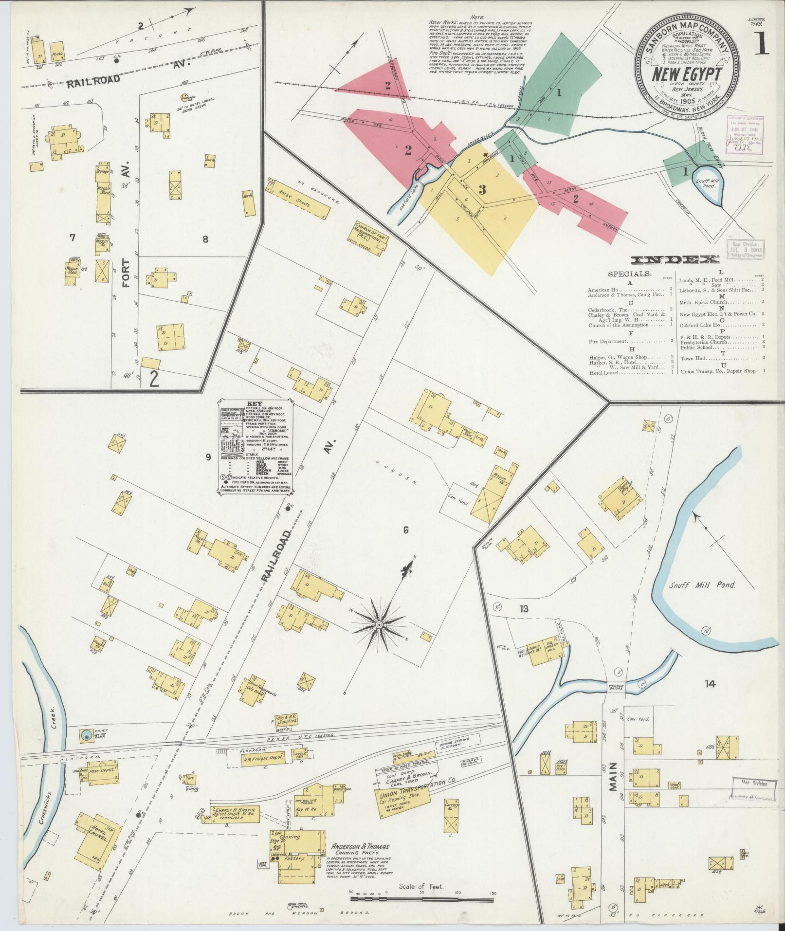 Sanborn Fire Insurance Map from New Egypt, Ocean County, New Jersey. (1905) – Historic Sanborn Fire Insurance Map Print