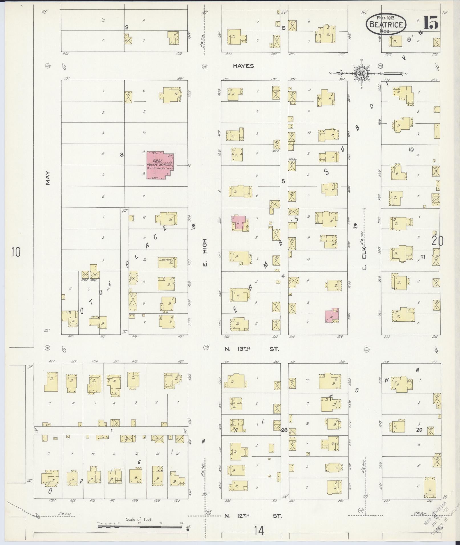 Sanborn Fire Insurance Map from Beatrice, Gage County, Nebraska (1913), Sheet #0015 - Complete Map Set gallery image, historic Sanborn map, vintage wall art, Nebraska Nebraska