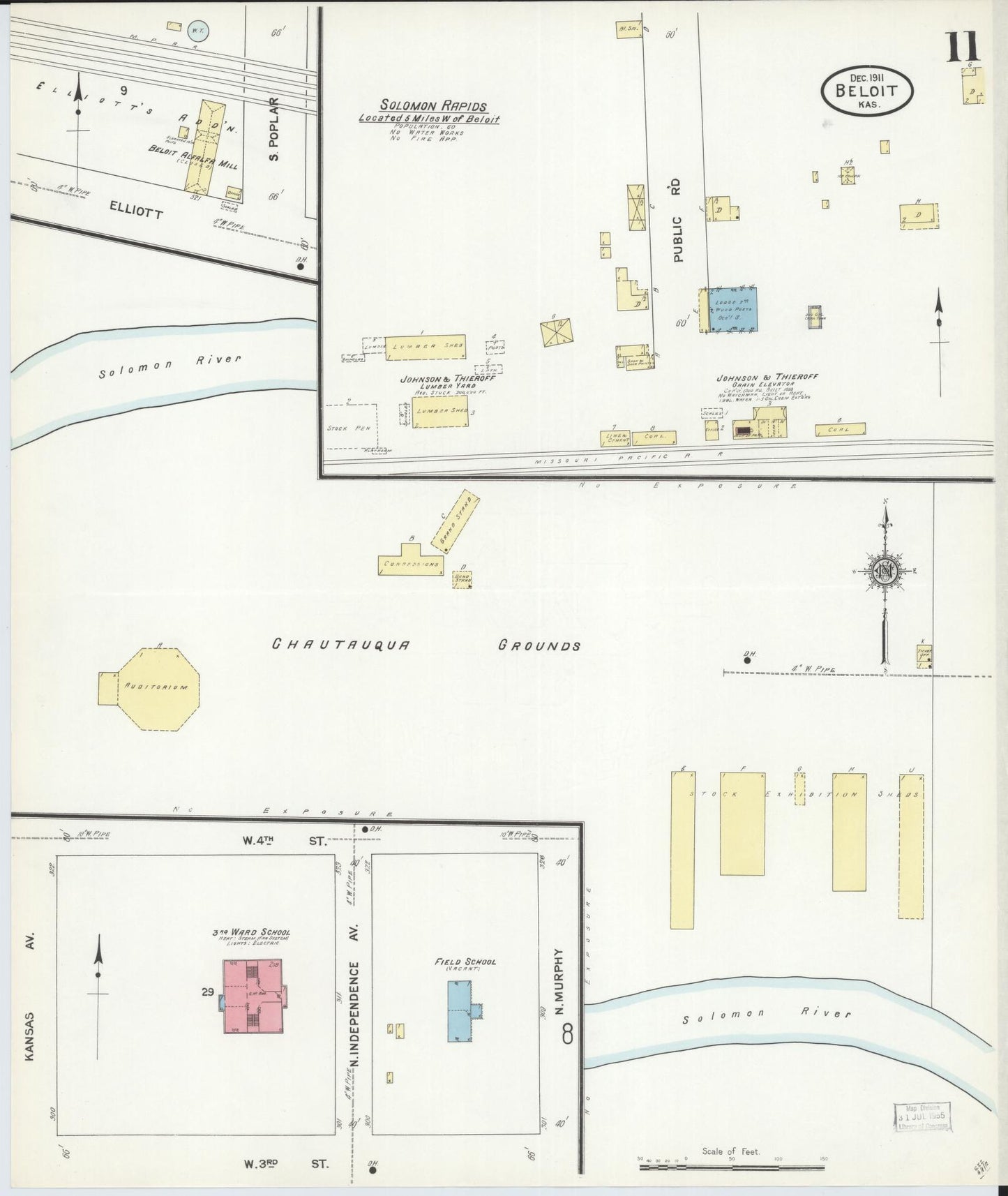 Sanborn Fire Insurance Map from Beloit, Mitchell County, Kansas (1911), Sheet #0011 - Complete Map Set gallery image, historic Sanborn map, vintage wall art, Kansas Kansas
