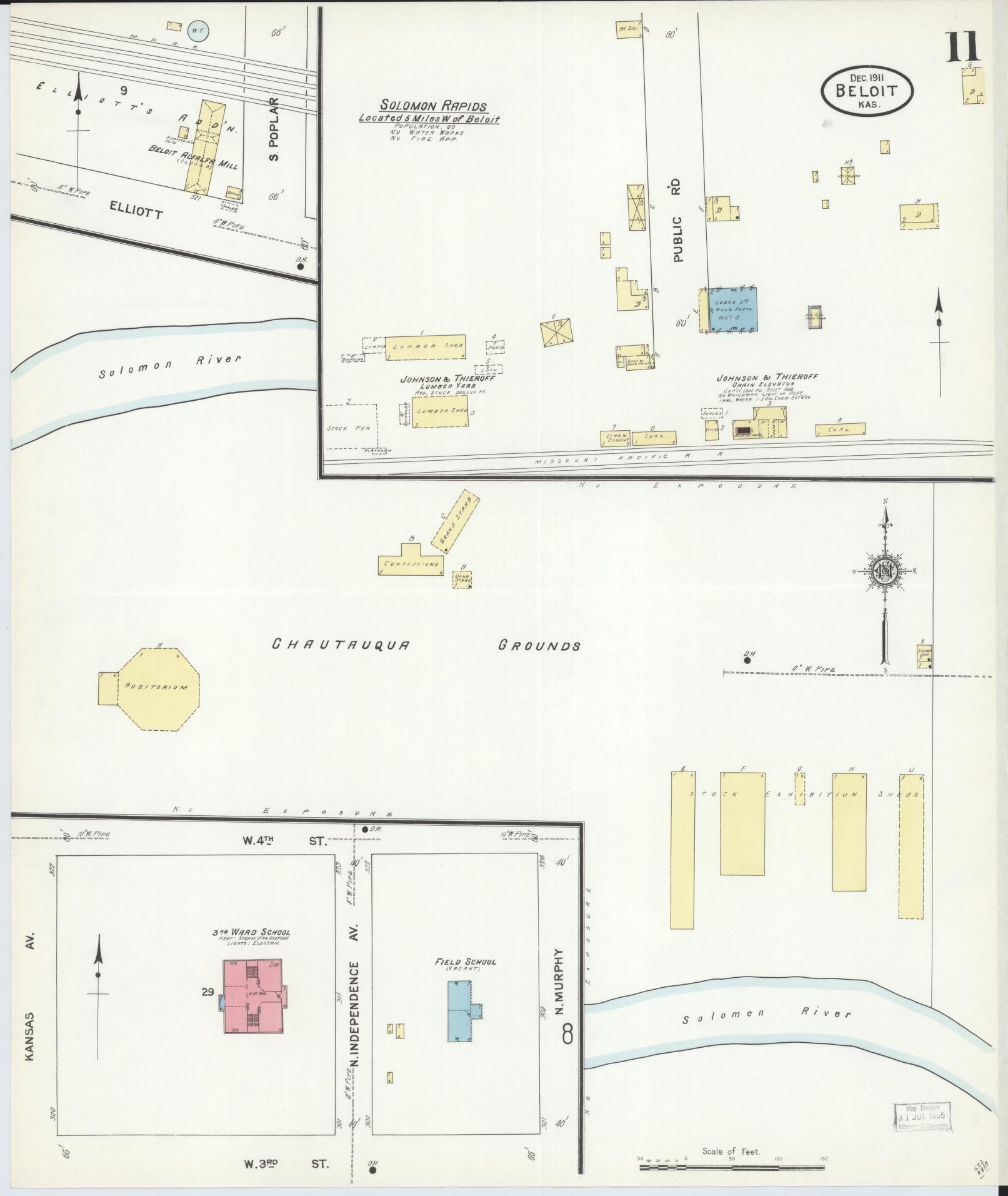 Sanborn Fire Insurance Map from Beloit, Mitchell County, Kansas (1911), Sheet #0011 - Complete Map Set gallery image, historic Sanborn map, vintage wall art, Kansas Kansas