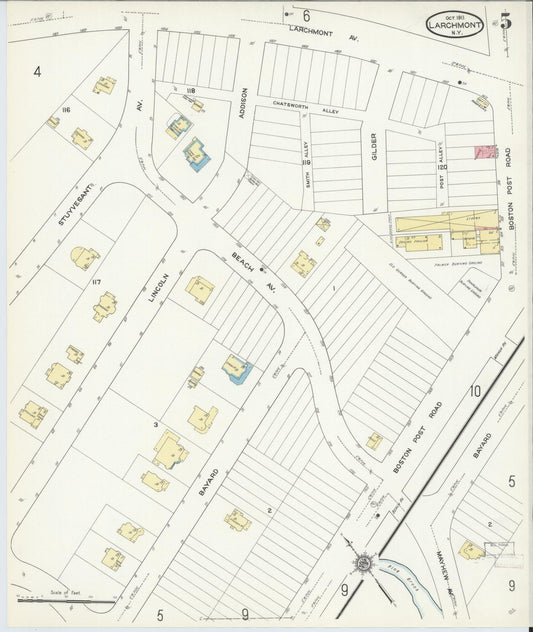 Sanborn Fire Insurance Map from Larchmont, Westchester County, New York (1911), Sheet #0005 - Historic Sanborn Fire Insurance Map Print, vintage old map wall art, antique decor, genealogy gift, New York New York map