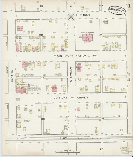 Sanborn Fire Insurance Map from Cambridge City, Wayne County, Indiana (1886), Sheet #0004 - Historic Sanborn Fire Insurance Map Print, vintage old map wall art, antique decor, genealogy gift, Indiana Indiana map