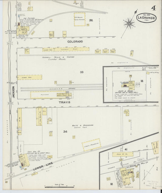 Sanborn Fire Insurance Map from La Grange, Fayette County, Texas (1890), Sheet #0004 - Historic Sanborn Fire Insurance Map Print, vintage old map wall art, antique decor, genealogy gift, Texas Texas map
