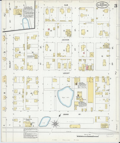 Sanborn Fire Insurance Map from Eldorado, Saline County, Illinois (1900), Sheet #0003 - Historic Sanborn Fire Insurance Map Print, vintage old map wall art, antique decor, genealogy gift, Illinois Illinois map