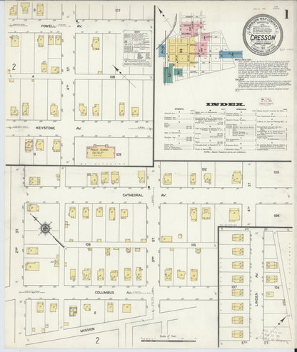 Sanborn Fire Insurance Map from Cresson, Cambria County, Pennsylvania (1911), Sheet #0001 - Complete Map Set gallery image, historic Sanborn map, vintage wall art, Pennsylvania Pennsylvania