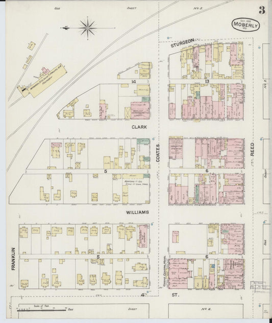 Sanborn Fire Insurance Map from Moberly, Randolph County, Missouri (1888), Sheet #0003 - Historic Sanborn Fire Insurance Map Print, vintage old map wall art, antique decor, genealogy gift, Missouri Missouri map