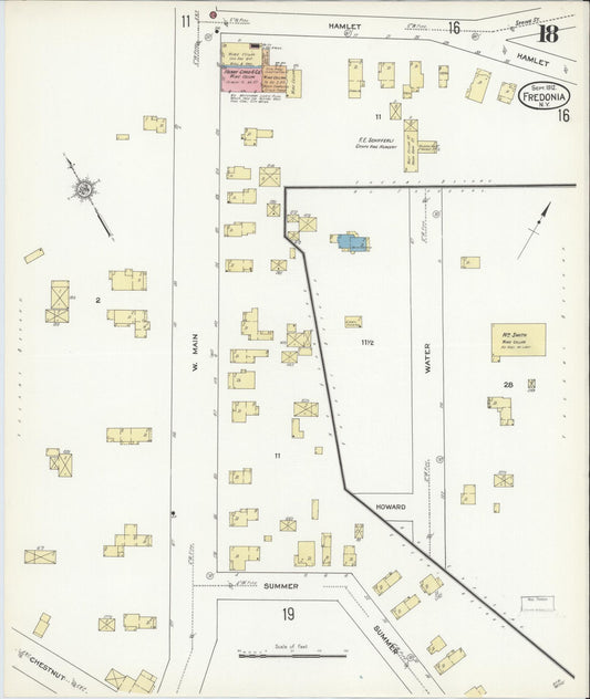 Sanborn Fire Insurance Map from Fredonia, Chautauqua County, New York (1912), Sheet #0018 - Historic Sanborn Fire Insurance Map Print, vintage old map wall art, antique decor, genealogy gift, New York New York map