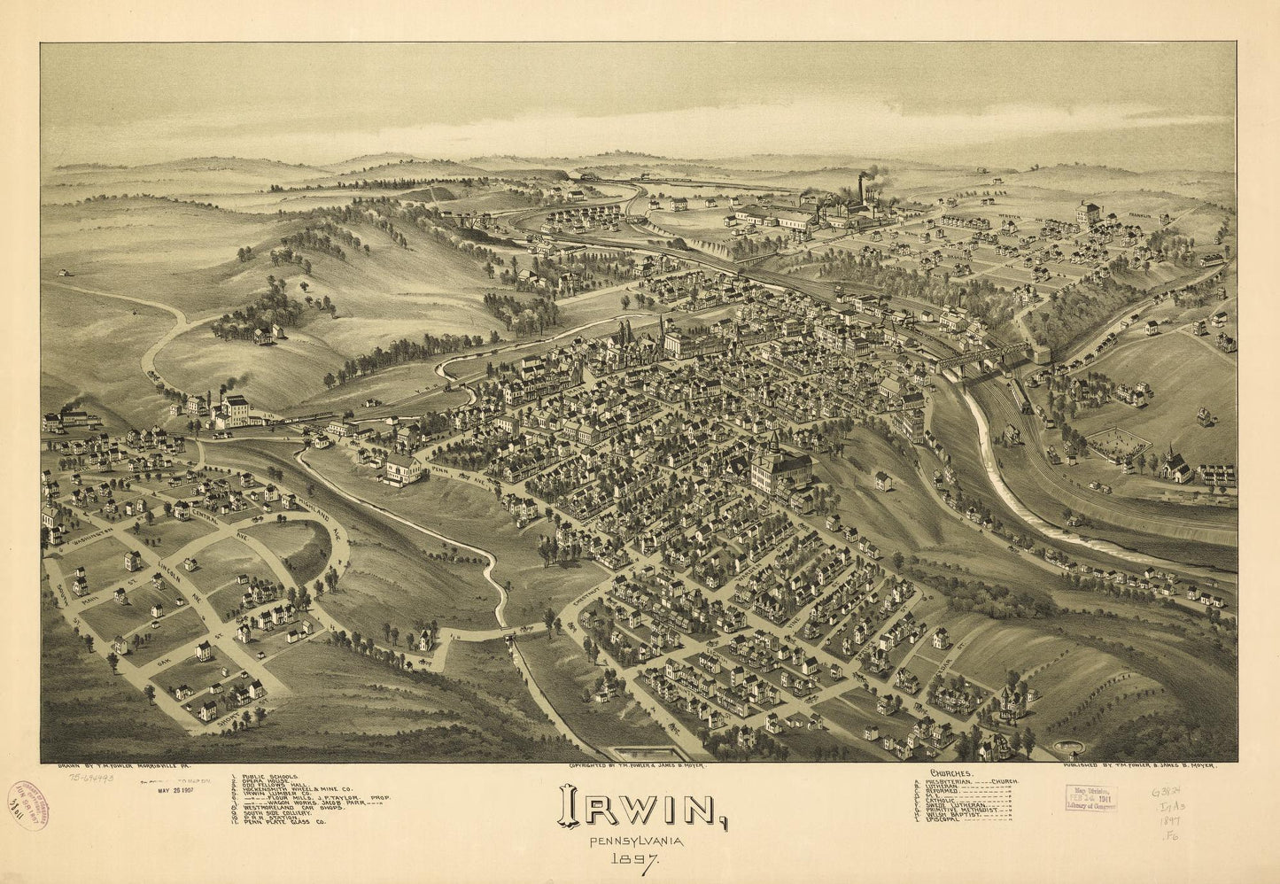 Irwin, Pennsylvania 1897. (1897) – Historic Bird’s-Eye View Panorama Print