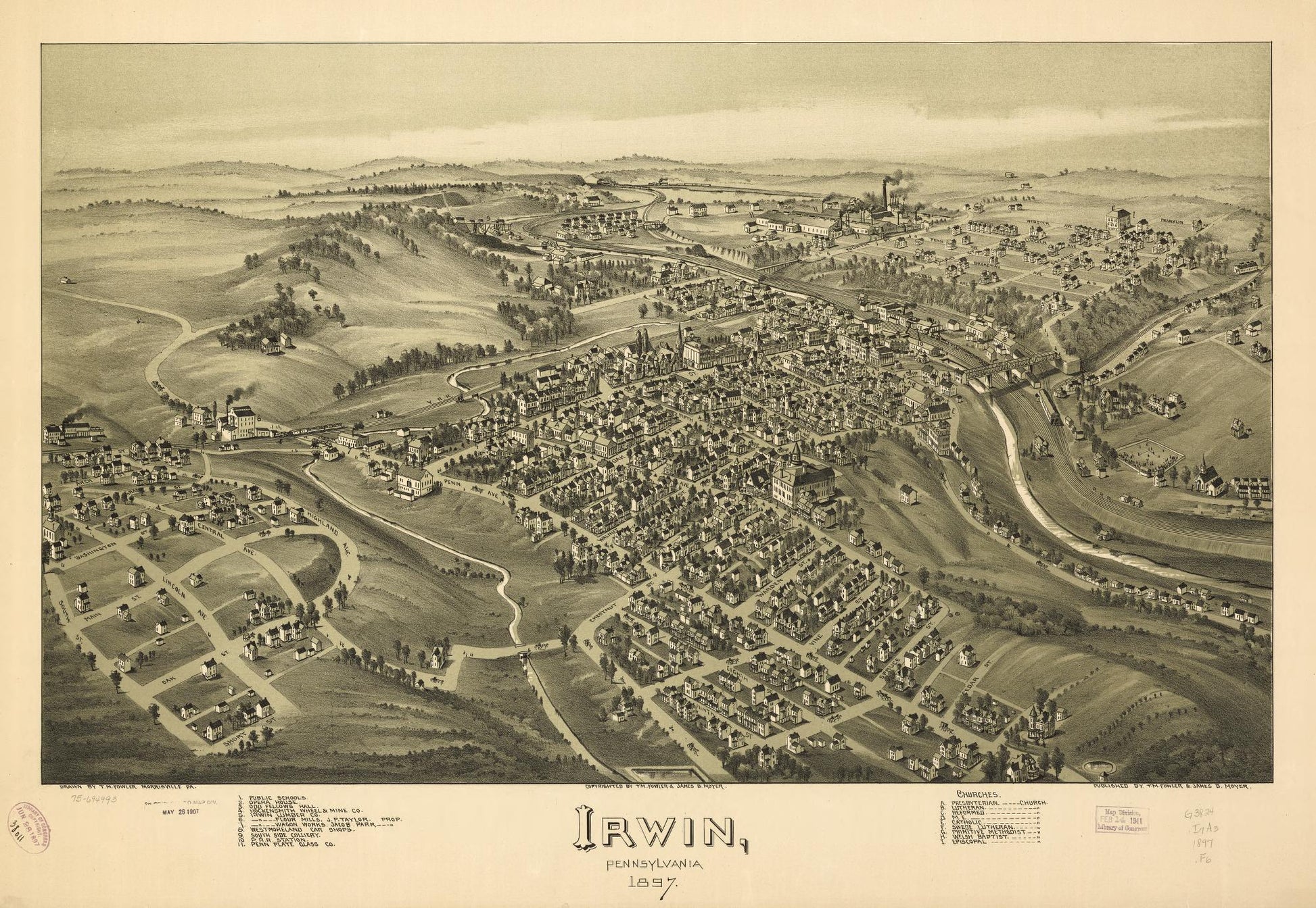 Irwin, Pennsylvania 1897. (1897) – Historic Bird’s-Eye View Panorama Print