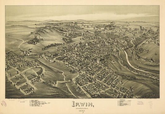 Irwin, Pennsylvania 1897. (1897) – Historic Bird’s-Eye View Panorama Print