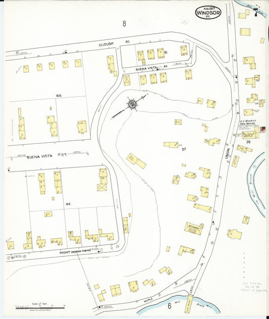 Sanborn Fire Insurance Map from Windsor, Windsor County, Vermont (1917), Sheet #0007 - Historic Sanborn Fire Insurance Map Print, vintage old map wall art, antique decor, genealogy gift, Vermont Vermont map