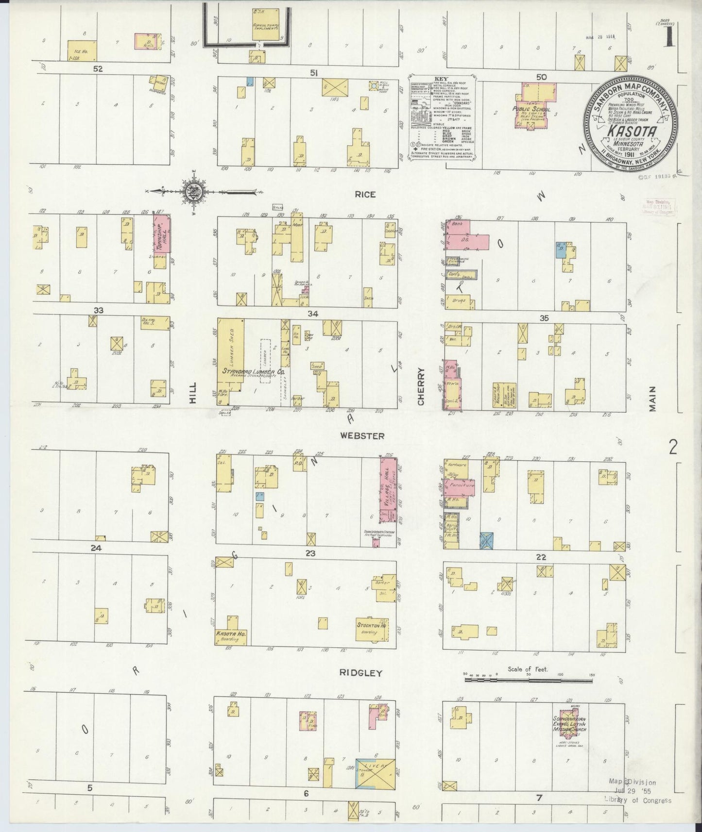 Sanborn Fire Insurance Map from Kasota, Le Sueur County, Minnesota (1911), Sheet #0001 - Complete Map Set gallery image, historic Sanborn map, vintage wall art, Minnesota Minnesota