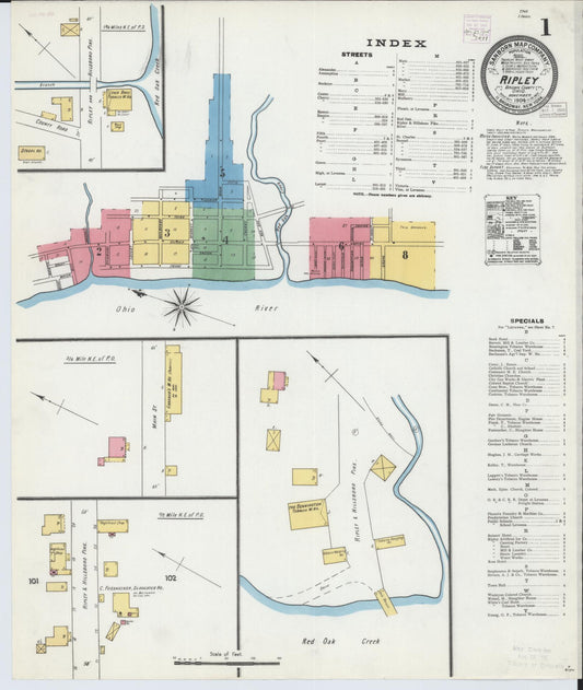 Sanborn Fire Insurance Map from Ripley, Brown County, Ohio (1904), Sheet #0001 - Complete Map Set gallery image, historic Sanborn map, vintage wall art, Ohio Ohio