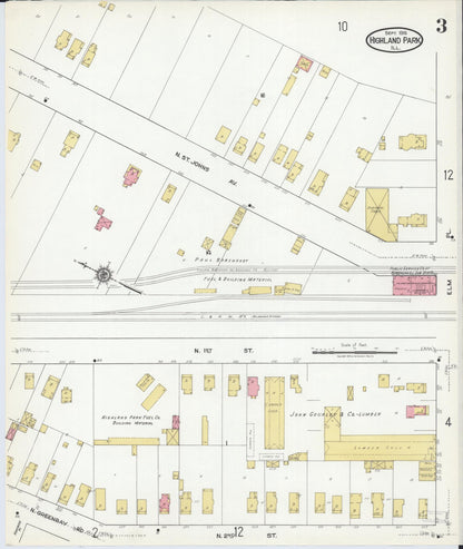 Sanborn Fire Insurance Map from Highland Park, Lake County, Illinois (1918), Sheet #0003 - Complete Map Set gallery image, historic Sanborn map, vintage wall art, Illinois Illinois