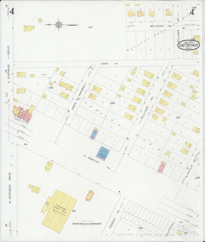 Sanborn Fire Insurance Map from East Detroit, Macomb County, Michigan (1931), Sheet #0004 - Complete Map Set gallery image, historic Sanborn map, vintage wall art, Michigan Michigan