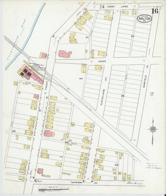 Sanborn Fire Insurance Map from Milton, Northumberland County, Pennsylvania (1918), Sheet #0016 - Historic Sanborn Fire Insurance Map Print, vintage old map wall art, antique decor, genealogy gift, Pennsylvania Pennsylvania map