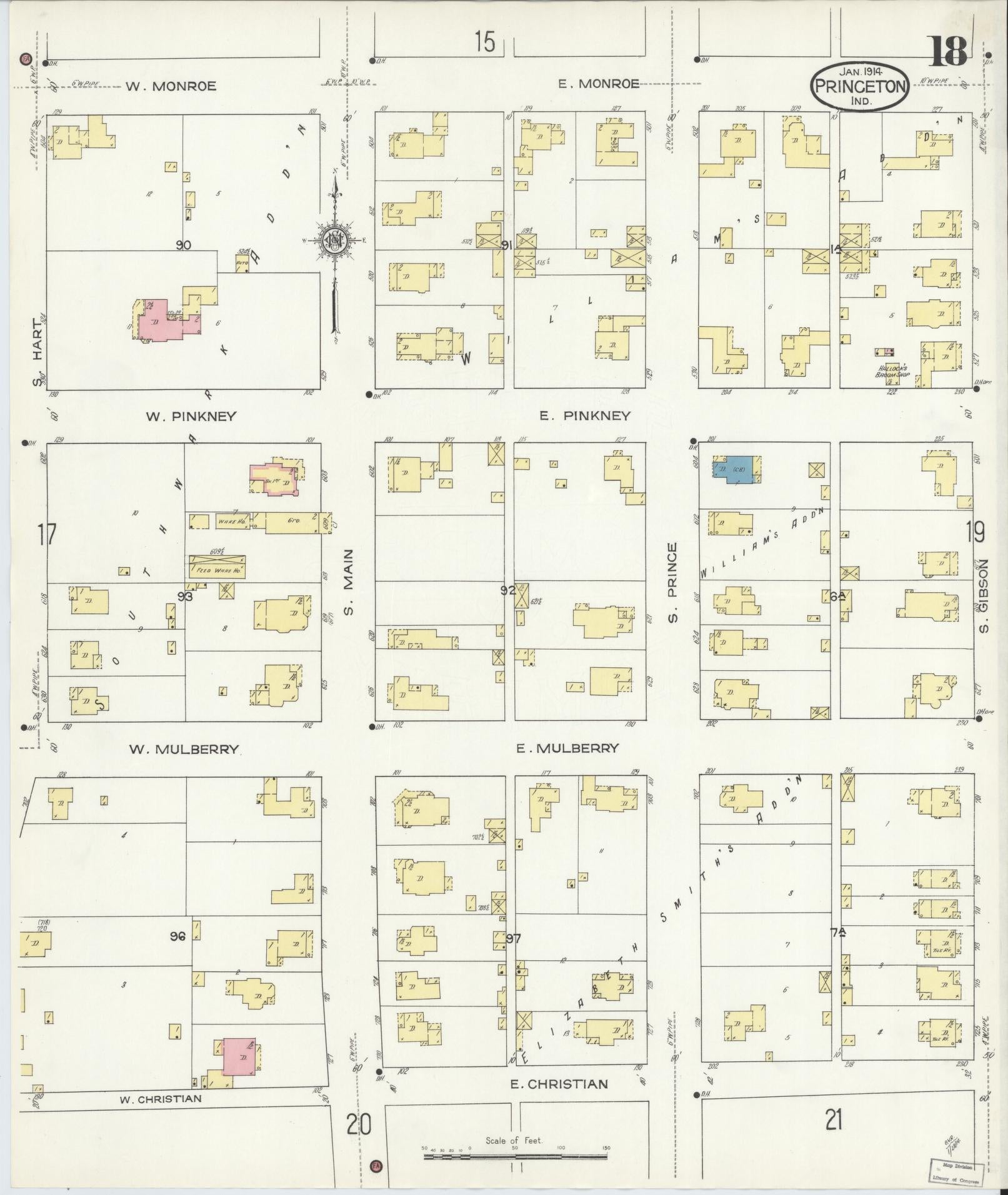 Sanborn Fire Insurance Map from Princeton, Gibson County, Indiana (1914), Sheet #0018 - Complete Map Set gallery image, historic Sanborn map, vintage wall art, Indiana Indiana