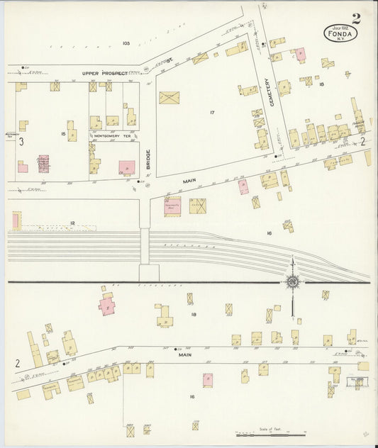 Sanborn Fire Insurance Map from Fonda, Montgomery County, New York (1912), Sheet #0002 - Historic Sanborn Fire Insurance Map Print, vintage old map wall art, antique decor, genealogy gift, New York New York map