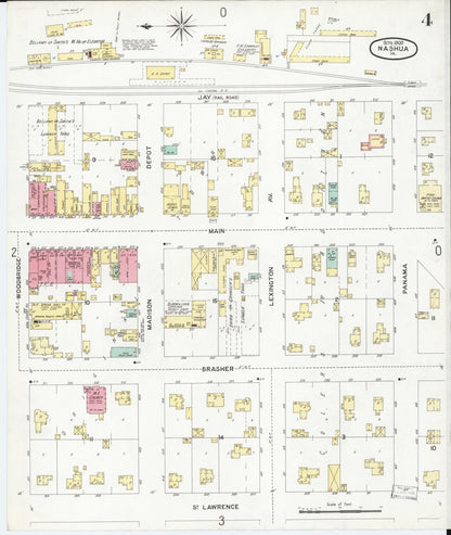 Sanborn Fire Insurance Map from Nashua, Chickasaw County, Iowa (1900), Sheet #0004 - Historic Sanborn Fire Insurance Map Print, vintage old map wall art