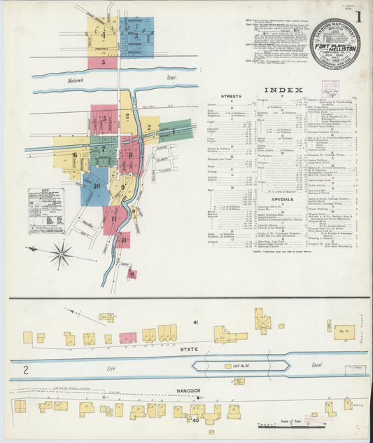 Sanborn Fire Insurance Map from Fort Plain, Montgomery County, New York (1906), Sheet #0001 - Historic Sanborn Fire Insurance Map Print, vintage old map wall art, antique decor, genealogy gift, New York New York map