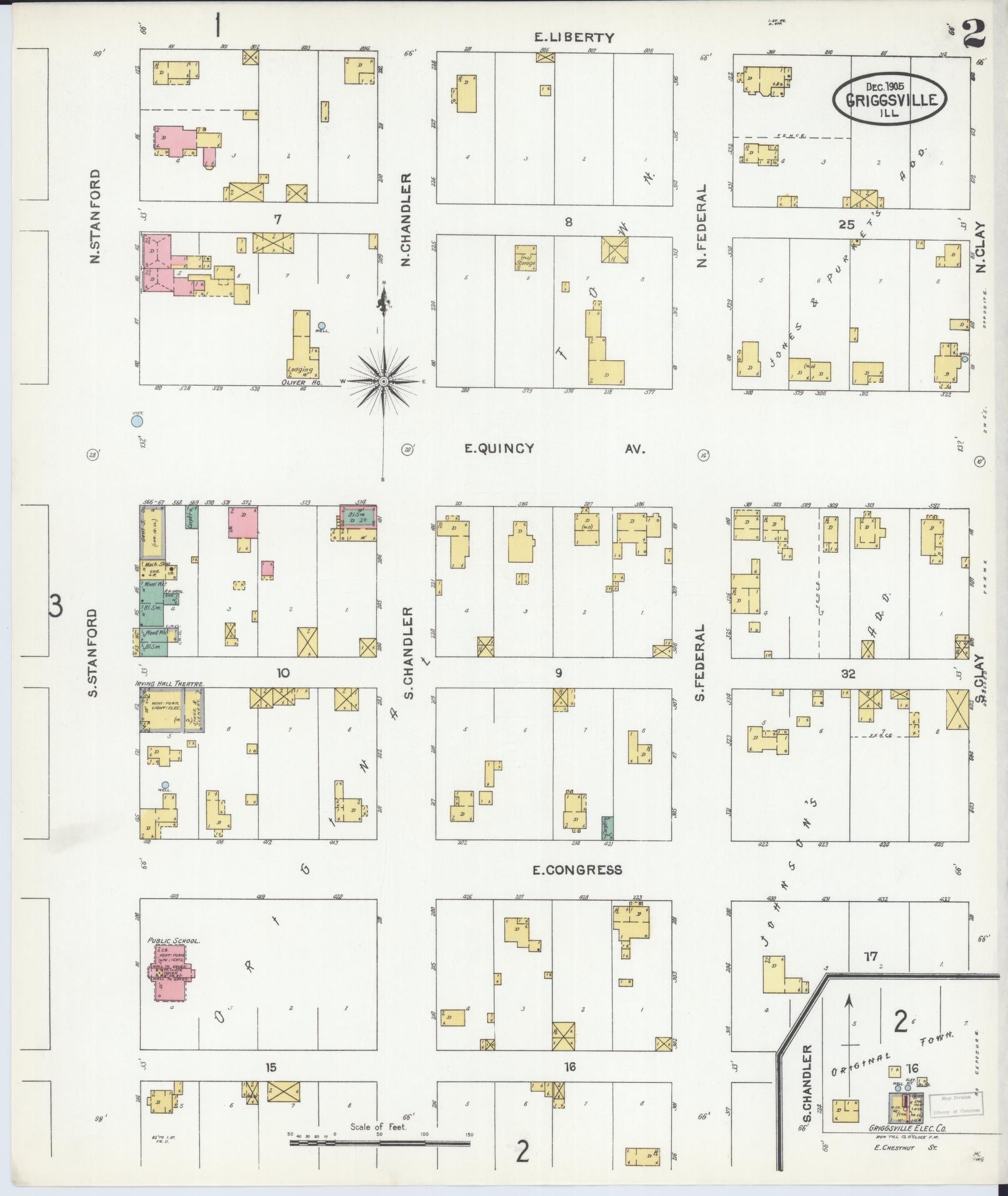 Sanborn Fire Insurance Map from Griggsville, Pike County, Illinois (1905), Sheet #0002 - Complete Map Set gallery image, historic Sanborn map, vintage wall art, Illinois Illinois