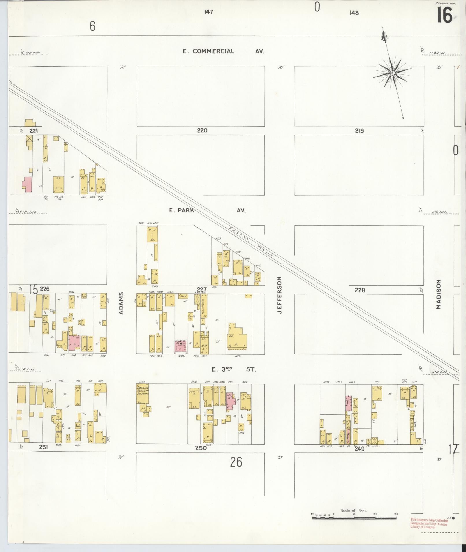 Sanborn Fire Insurance Map from Anaconda, Deer Lodge County, Montana (1903), Sheet #0016 - Historic Sanborn Fire Insurance Map Print, vintage old map wall art, antique decor, genealogy gift, Montana Montana map