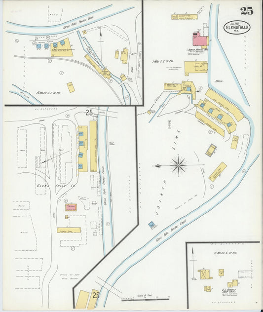 Sanborn Fire Insurance Map from Glens Falls, Warren County, New York (1901), Sheet #0025 - Historic Sanborn Fire Insurance Map Print, vintage old map wall art, antique decor, genealogy gift, New York New York map
