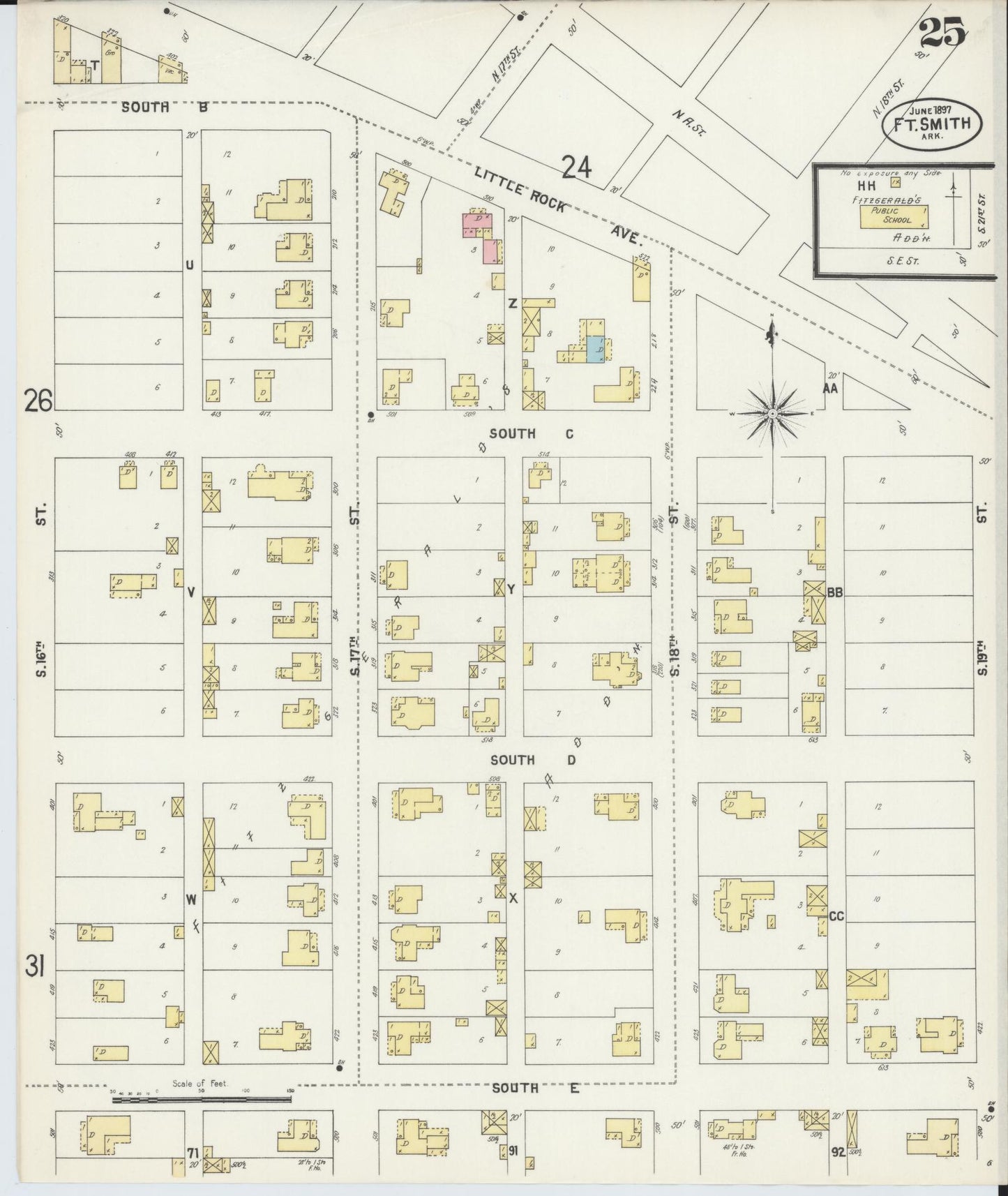 Sanborn Fire Insurance Map from Fort Smith, Sebastian County, Arkansas (1897), Sheet #0025 - Complete Map Set gallery image, historic Sanborn map, vintage wall art, Arkansas Arkansas