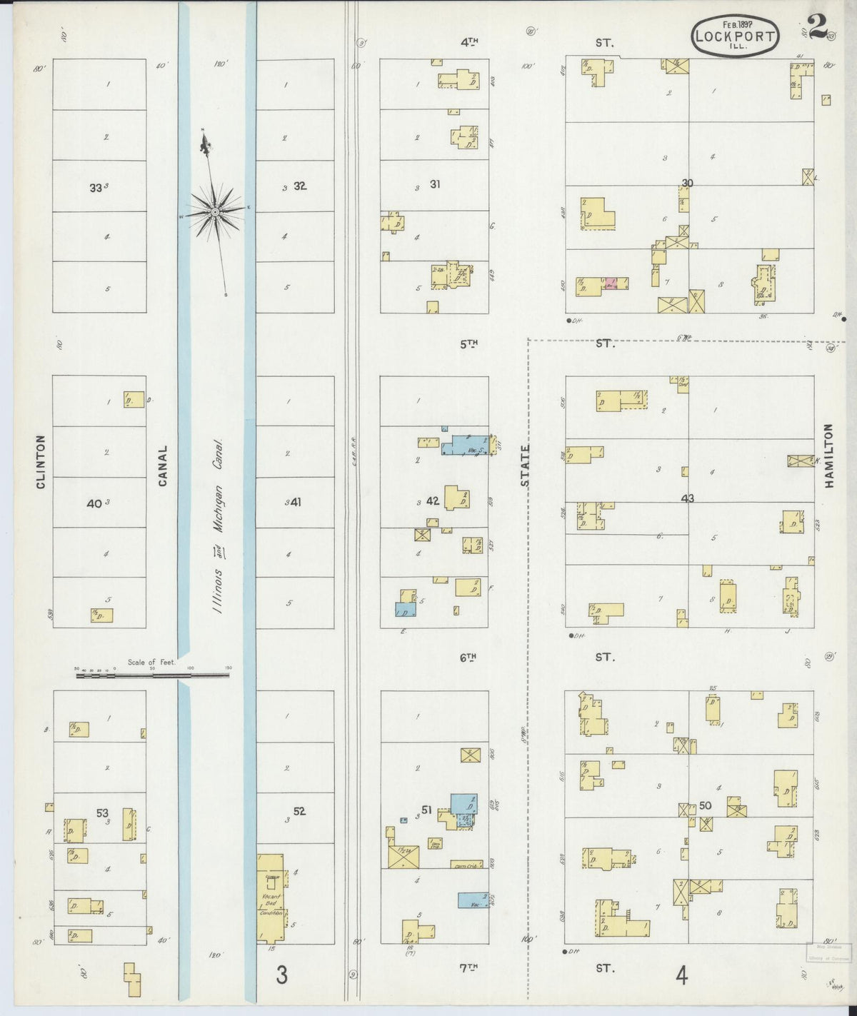 Sanborn Fire Insurance Map from Lockport, Will County, Illinois (1897), Sheet #0002 - Historic Sanborn Fire Insurance Map Print, vintage old map wall art, antique decor, genealogy gift, Illinois Illinois map