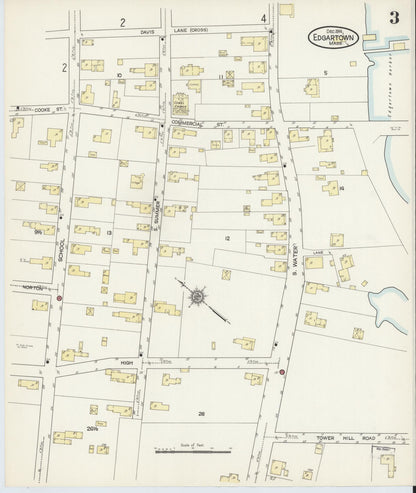 Sanborn Fire Insurance Map from Edgartown, Dukes County, Massachusetts (1914), Sheet #0003 - Complete Map Set gallery image, historic Sanborn map, vintage wall art, Massachusetts Massachusetts