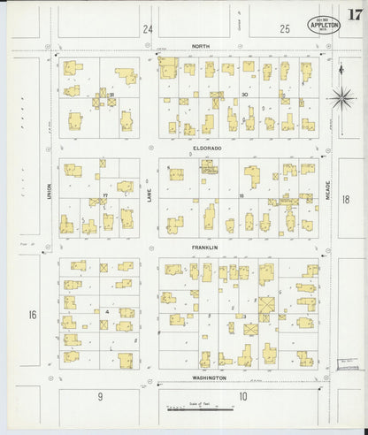 Sanborn Fire Insurance Map from Appleton, Outagamie County, Wisconsin (1901), Sheet #0017 - Complete Map Set gallery image, historic Sanborn map, vintage wall art, Wisconsin Wisconsin