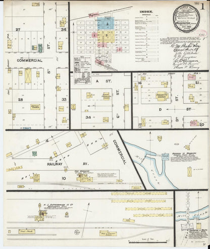 Sanborn Fire Insurance Map from Washington, Washington County, Kansas (1889), Sheet #0001 - Complete Map Set gallery image, historic Sanborn map, vintage wall art, Sanborn Fire Insurance Map from Washington Washington