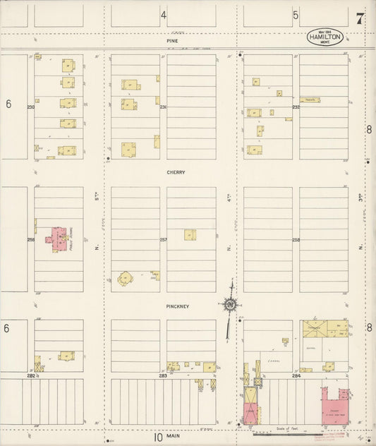 Sanborn Fire Insurance Map from Hamilton, Ravalli County, Montana (1914), Sheet #0007 - Historic Sanborn Fire Insurance Map Print, vintage old map wall art, antique decor, genealogy gift, Montana Montana map