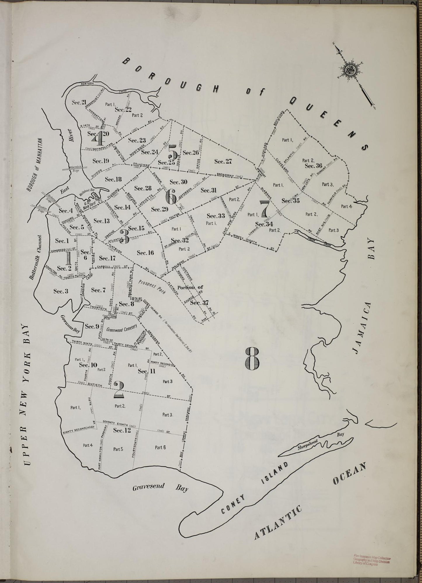 Sanborn Fire Insurance Map from Brooklyn, Kings County, New York. (1909) – Historic Sanborn Fire Insurance Map Print