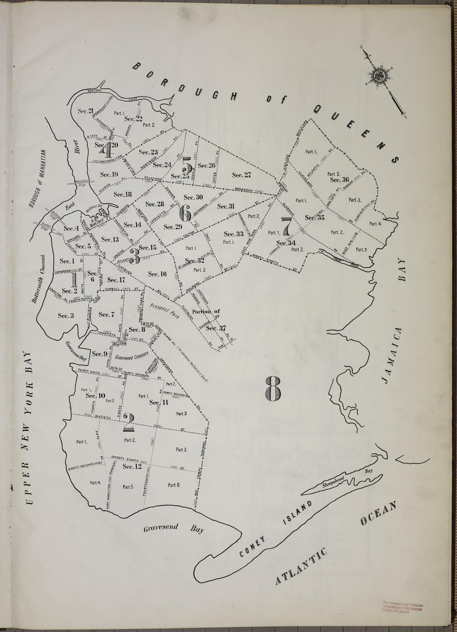 Sanborn Fire Insurance Map from Brooklyn, Kings County, New York. (1909) – Historic Sanborn Fire Insurance Map Print