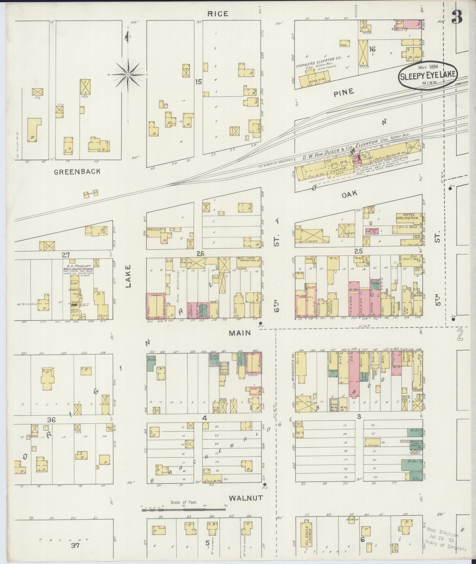 Sanborn Fire Insurance Map from Sleepy Eye, Brown County, Minnesota (1894), Sheet #0003 - Complete Map Set gallery image, historic Sanborn map, vintage wall art, Minnesota Minnesota