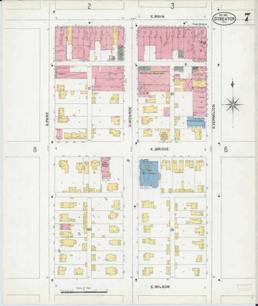 Sanborn Fire Insurance Map from Streator, La Salle County, Illinois (1901), Sheet #0007 - Historic Sanborn Fire Insurance Map Print, vintage old map wall art, antique decor, genealogy gift, Illinois Illinois map