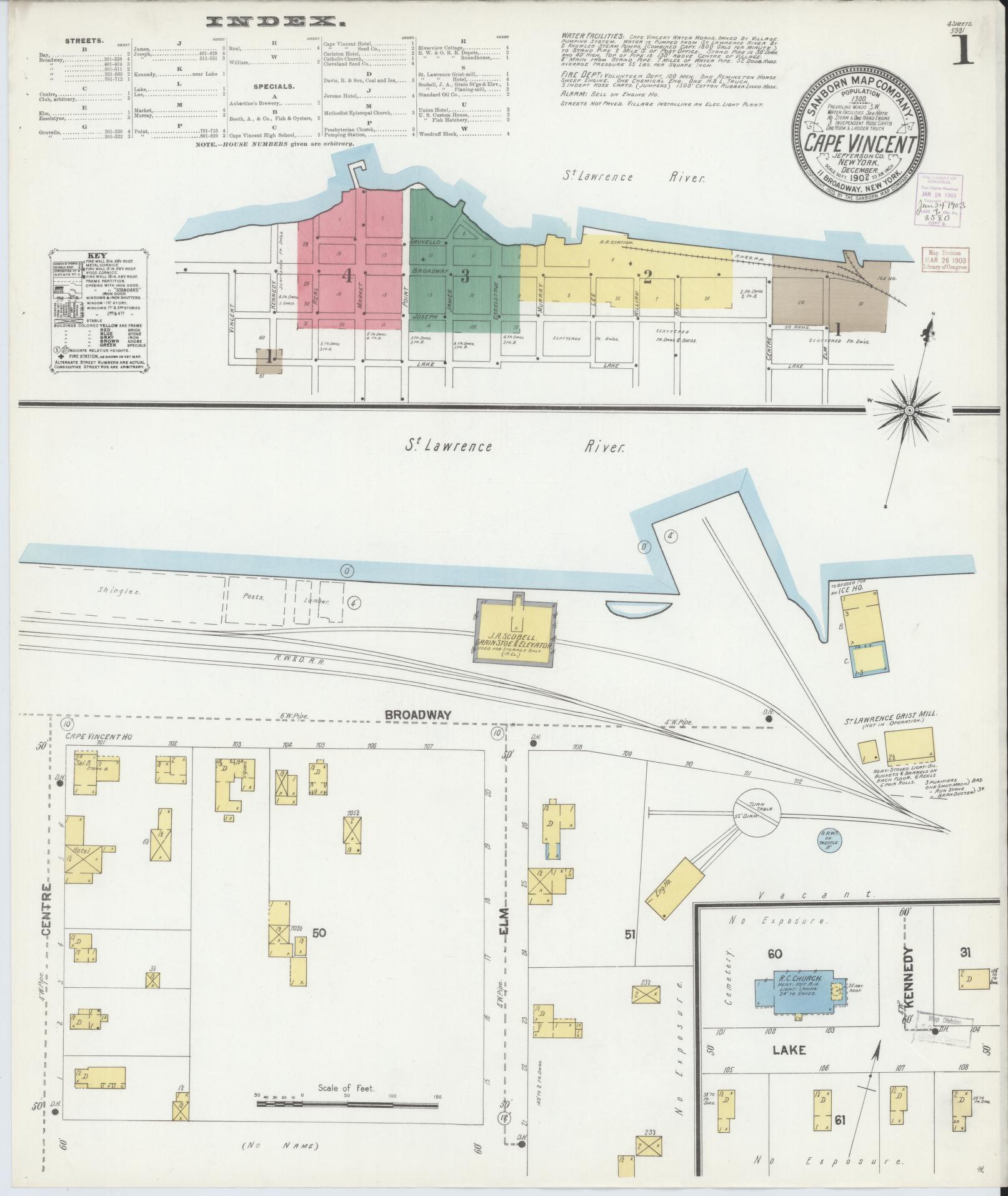 Sanborn Fire Insurance Map from Cape Vincent, Jefferson County, New York. (1902) – Historic Sanborn Fire Insurance Map Print