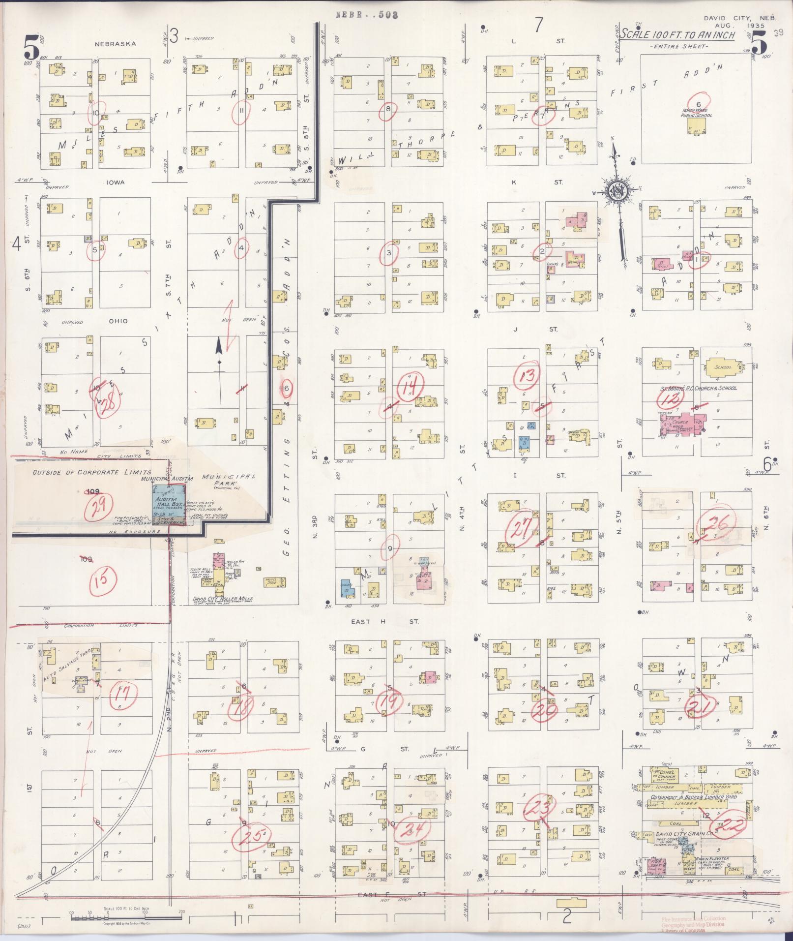 Sanborn Fire Insurance Map from David City, Butler County, Nebraska (1944), Sheet #0005 - Historic Sanborn Fire Insurance Map Print, vintage old map wall art, antique decor, genealogy gift, Nebraska Nebraska map