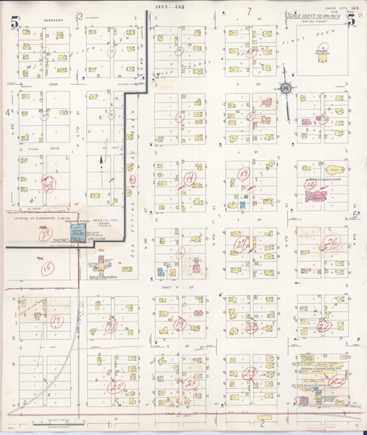 Sanborn Fire Insurance Map from David City, Butler County, Nebraska (1944), Sheet #0005 - Historic Sanborn Fire Insurance Map Print, vintage old map wall art, antique decor, genealogy gift, Nebraska Nebraska map