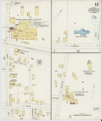 Sanborn Fire Insurance Map from Woburn, Middlesex County, Massachusetts (1894), Sheet #0011 - Complete Map Set gallery image, historic Sanborn map, vintage wall art, Massachusetts Massachusetts