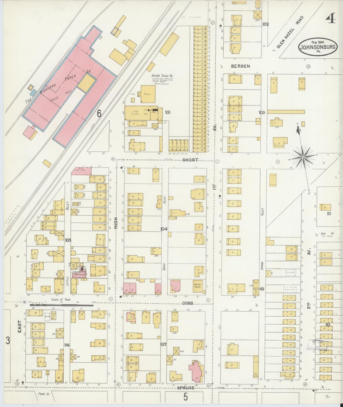 Sanborn Fire Insurance Map from Johnsonburg, Elk County, Pennsylvania (1904), Sheet #0004 - Complete Map Set gallery image, historic Sanborn map, vintage wall art, Pennsylvania Pennsylvania