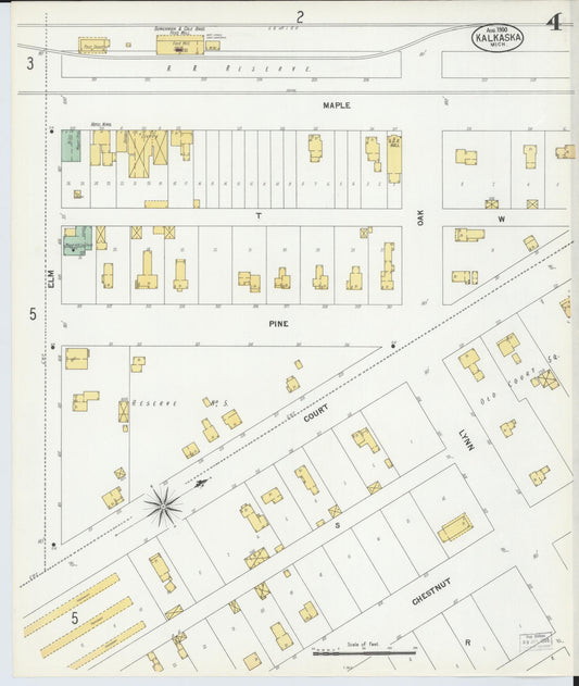 Sanborn Fire Insurance Map from Kalkaska, Kalkaska County, Michigan (1900), Sheet #0004 - Historic Sanborn Fire Insurance Map Print, vintage old map wall art, antique decor, genealogy gift, Michigan Michigan map