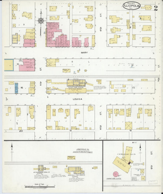 Sanborn Fire Insurance Map from Illiopolis, Sangamon County, Illinois (1917), Sheet #0002 - Historic Sanborn Fire Insurance Map Print, vintage old map wall art, antique decor, genealogy gift, Illinois Illinois map