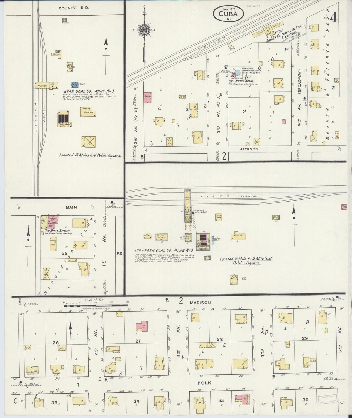 Sanborn Fire Insurance Map from Cuba, Fulton County, Illinois (1919), Sheet #0004 - Complete Map Set gallery image, historic Sanborn map, vintage wall art, Illinois Illinois